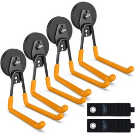 3-H Heavy Duty Magnet Garage Hooks 4 Pack, Extra Large Strong Magnetic Hooks for Hanging Cordless Power Drill, Utility Magnetic Tool Holder for Metal Cabinet, Steel Pegboard, Toolbox, Garage(Orange)