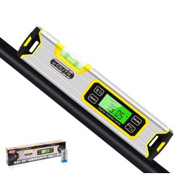 Digital Level and Protractor, 12 Inch IP54 Protected Electronic Bubble Inclinometer Angle Finder with Large LED Backlight and Magnetized V-Groove Base(Yellow