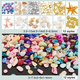 OLYCRAFT 2 Boxes Ocean Theme Nail Art Rhinestone Accessories Summer Beach Nail Art Studs Kit 3D Nail Art Decoration Starfish Shell Mini Stone Nail Art Charms for DIY Crafts Manicure Decorations