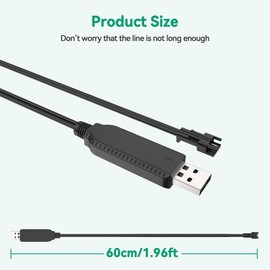 FITE ON SM-2P USB Charger Cable with LED Indicator Light & Build-in Protection Chips, 3.7V Charging Speed for RC Car Boat Gel Ball Blaster Li-ion & Li-Polymer Battery Charger