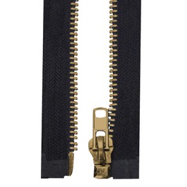 Mandala Crafts 33 Inch Zipper Heavy Duty Zippers - #10 Black Metal Zippers for Sewing - Antique Brass Zipper Separating Zipper for Jacket Zippers Coat Zipper Upholstery Zippers