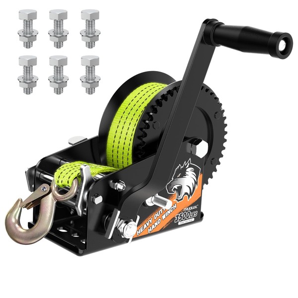 Truqual 3500LB Boat Trailer Winch, Heavy Duty Boat Winches for