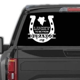 Lucky Horseshoe Durango Mexico Stickers para Trocas Calcomanias Estilo Rancho con Herradura Western Decal Mexican States in Spanglish
