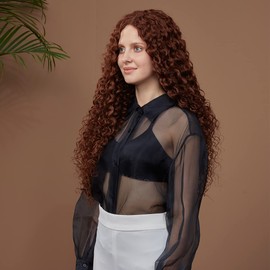 Noble Star Long Curly Lace Front Wigs, 30 Inches, Middle Part, HD Lace Front Wigs with Baby Hair, Super Soft Organic Hair, Synthetic Wigs for Women, 130% Density (Brown Colour)