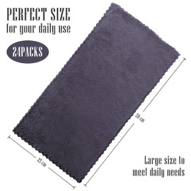 Sunny zzzZZ 24 Pack Kitchen Towel (Grey, 10 x 20 Inch) - Does Not Shed Fluff - No Odor Reusable Dish Towels, Premium Dish Cloths, Super Absorbent Coral Fleece Cleaning Towels