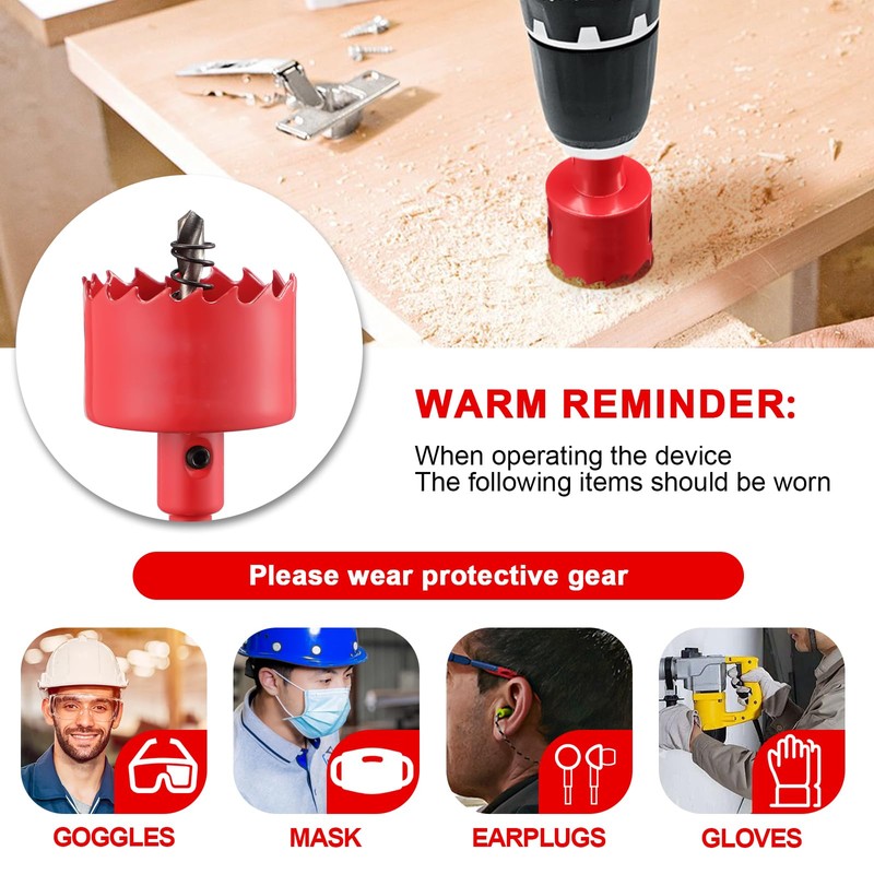 45mm Hole Saws Cutter, HSS Bi-Metal Drill Bit for Wood,
