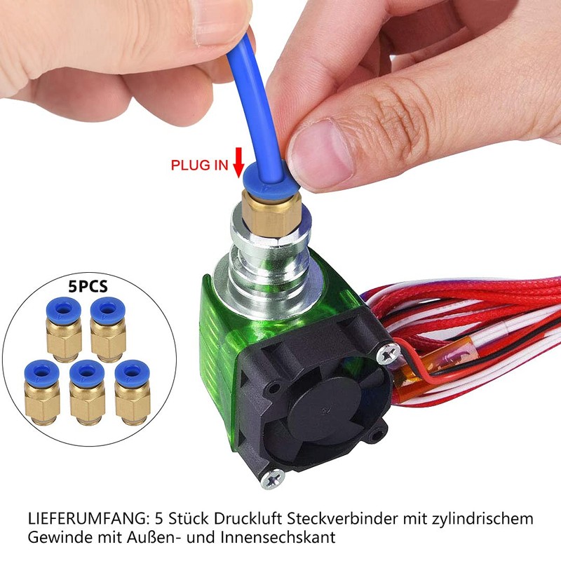 Push-Fit Connector, Quick Connector, Pack of 5 Pneumatic Screw Connection