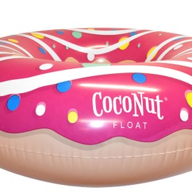CocoNut Float Sprinkled & Glazed Pink Donut Pool Float – Inflatable Pool Ring – Durable Long Lasting Lounge Tube and Water Toy – Fun Decoration for Parties, Events – Ages 8+ Years