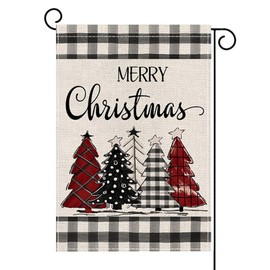 Merry Christmas Garden Flag 12x18 Inch Christmas Tree Double Sided Outside Winter Festive Holiday Yard Outdoor Decorative Christmas Flag