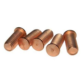 1/4"-20 x 1 CD Welding Studs, Flanged Capacitor Discharge Stud Welder Screws, Steel Copper Plated, Pack of 100