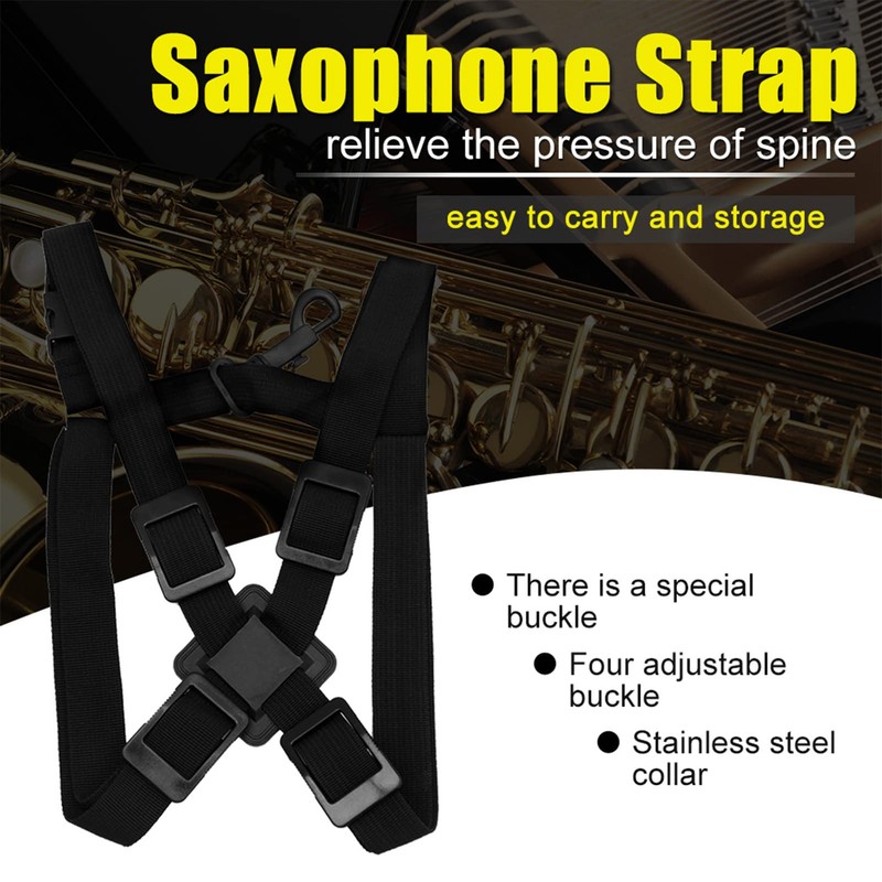 Saxophone Shoulder Strap Adjustable Nylon Saxophone Strap Alto Tenor Soprano