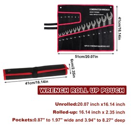 Wrench Roll Up Pouch Wrench Organizer Bag with Handle Wrench Organizer Tool Holder with 18 Pockets