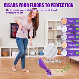 50 Count Mop Pads Refill Compatible with Swiffer WetJet Spray Mop, Wet Jet Mopping Pads for All Purpose Multi Surface Hardwood Floor Cleaning, 4 Layers Thickened and Super Absorbent.