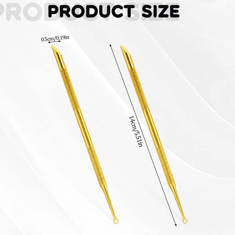 2Pcs Stainless Steel Cuticle Pusher
