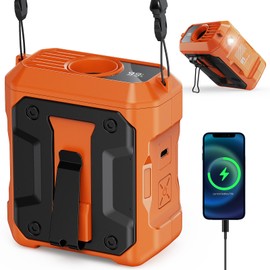 ASNUG Portable Waist Fan Rechargeable, 10000mAh Battery Powered & 45H Runtime, 10-Speed Personal Fan w/Lanyard, Flash Light, LED Display, Clip on Wearable Belt for Jogging Hiking Jobsite Warehouse