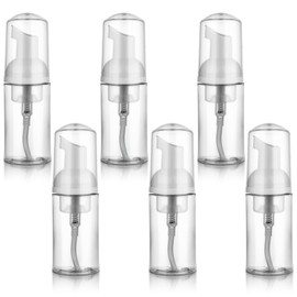 6 Pack Foam Pump Bottle Travel 30 ml/1 oz Mini Size Mousse Foam Soap Dispenser Clear Small Empty Plastic Foaming Soap Dispenser Refillable Pump Containers for Face Wash Lash Shampoo Skin Care