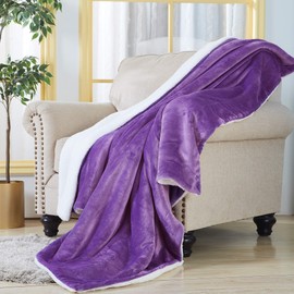 SOCHOW Sherpa Fleece Throw Blanket, Double-Sided Super Soft Luxurious Plush Blanket King Size, Purple 90inch X108''