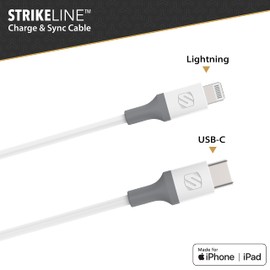Scosche Ci44WG-SP Strikeline MFI Certified Lightning Charge & Sync Cable for All Lightning Devices 4-ft. White/Gray