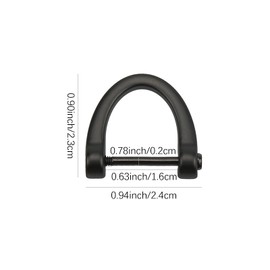 Luckycivia 12 Pack D-Rings, Horseshoe Shape D Ring, U Shape D Rings, Screw in Shackle Semicircle D Ring, with Small Screwdriver for DIY Leather Craft Accessories, Silver and Black (1x1 inches)