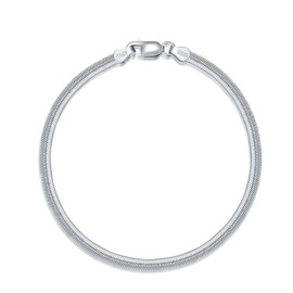 LELOUCHY Flexible Flat Herringbone Link Chain Bracelet for Women Men Solid 925 Sterling Silver, 3mm 8 Inch