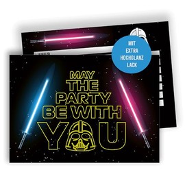 Edition Colibri 10 Invitation Cards Children's Birthday A6 - Space Theme, Star Design, Funny Invitations for Boys, Girls & Teenagers