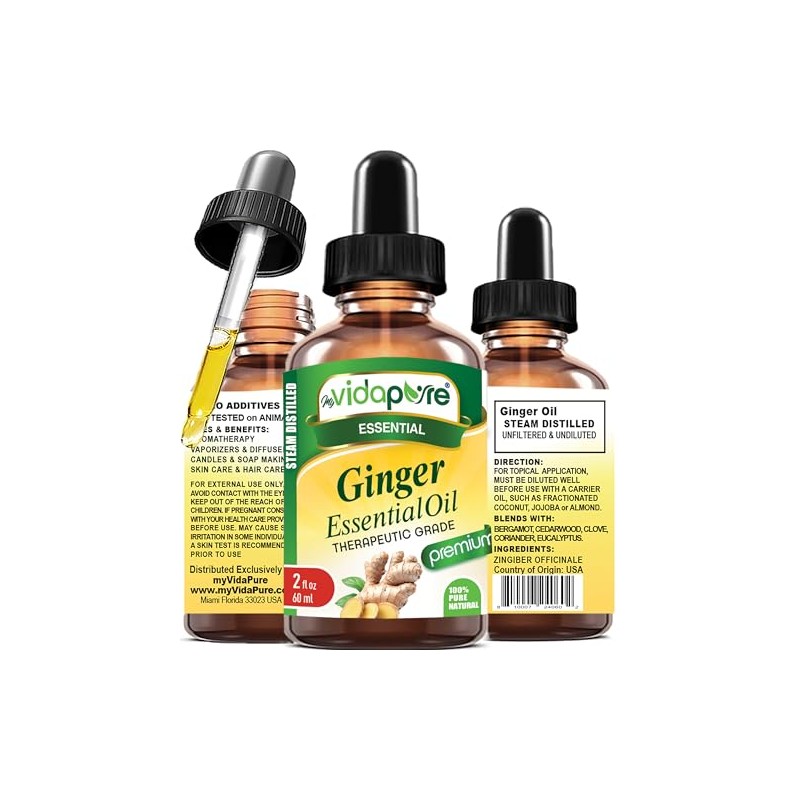MYVIDAPURE GINGER Essential Oil 100% PURE Natural Undiluted 2 fl