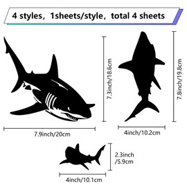 GORGECRAFT 4 Style Shark Car Sticker Ocean/Sea Animal Reflective Sticker Vinyl Waterproof Bumper Sticker Automotive Exterior Decoration for Car Truck Wall Art Laptop Black 20 x 20 cm