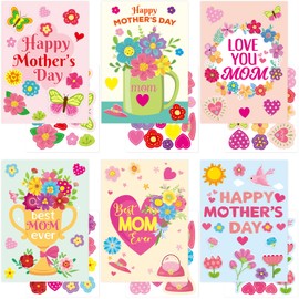 ceiba tree Mothers Day Cards Craft Kits for Kids Happy Mother's Day Flower Greeting Card Bulk DIY Make Your Own Cards with Foam Stickers and Envelopes