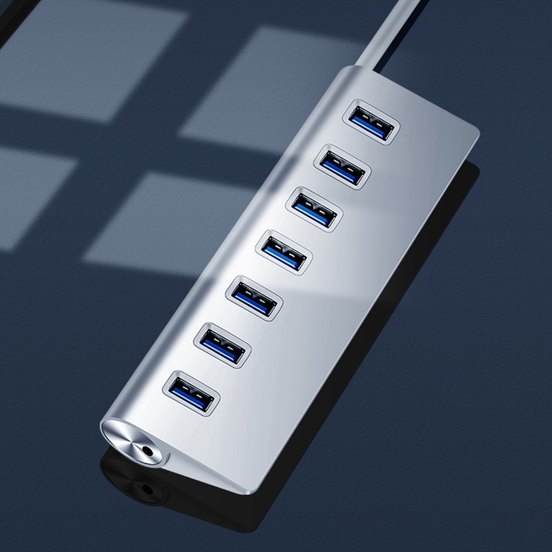 USB 3.0 Splitter Aluminum Alloy Hub 7-in-1 Docking Station for