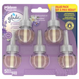 Glade PlugIns Air Freshener Oil Refill, Scented and Essential Oils for Home and Bathroom, Lavender and Vanilla, 5 Count