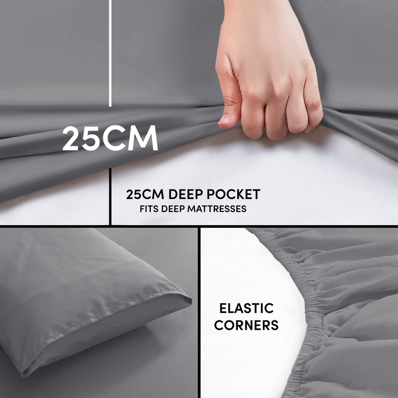 Moonlight Bedding Double Fitted Sheet - 25cm Deep Pockets Ultra