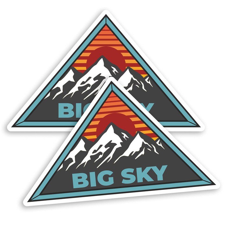 2 x 10cm Wide Big Sky Ski Resort Vinyl Stickers