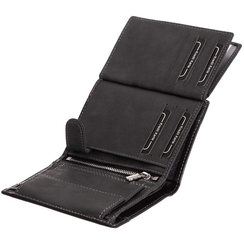 Compagno Foldable Wallet Men's Wallet Women's Portrait Format, charcoal, Classic