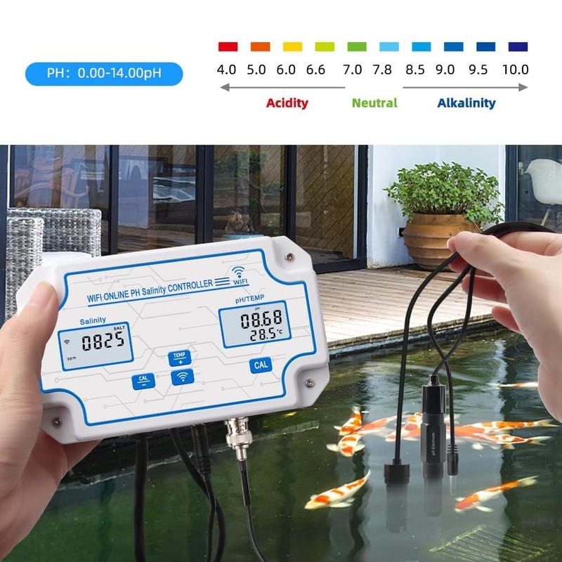 Yewhick WiFi Pool Salt Tester and pH Monitor, Aquarium pH