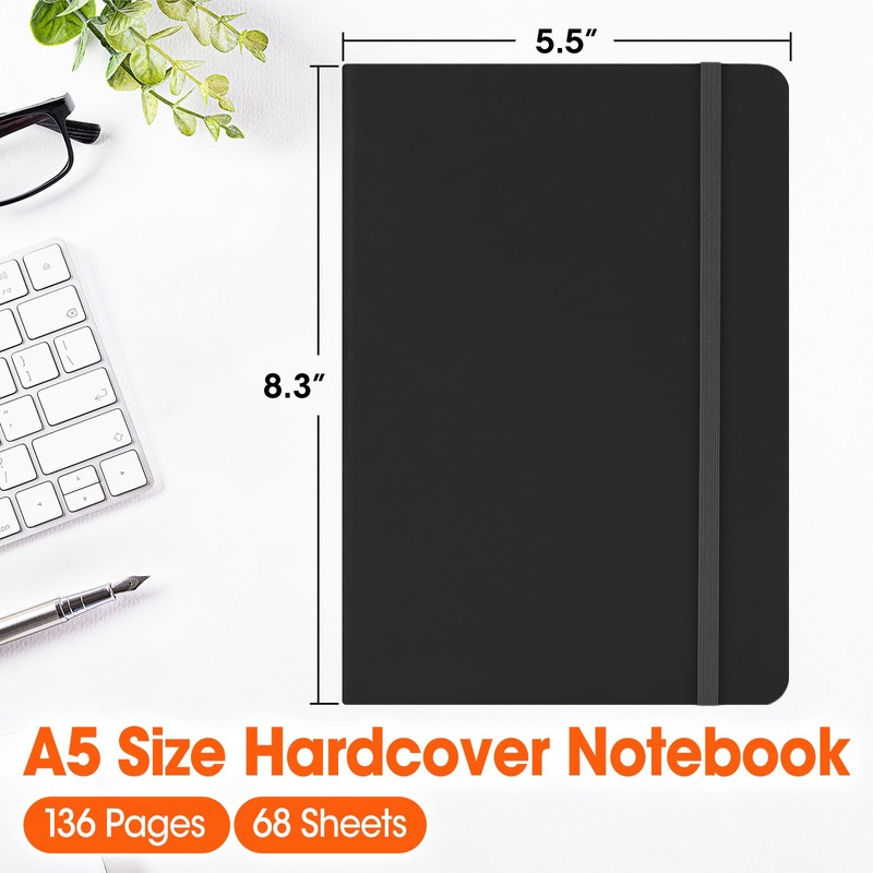 BGUP 8 Pack Lined Journal Notebook for Work, A5 Hardcover
