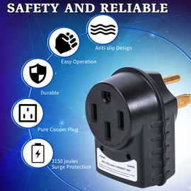 OPL5 RV Surge Protector, 50 Amp Surge Protector for RV 125/250 Volt 3,150 Joules with LED Indicator Light 50 Amp Male to 50Amp Female Adapter Plug for RV Travel Trailers Camper, ETL Listed (50 Amp)