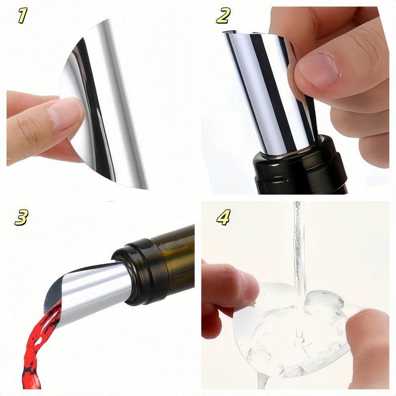 215 Pcs Silver Wine Pourer,Reusable Aluminum Foil Pour Spout with