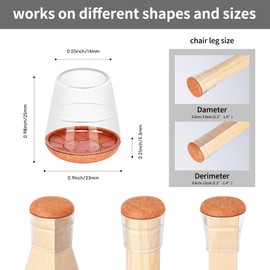 24 PCS Chair Leg Protectors for Hardwood Floors, Silicone Chair Leg Floor Protectors, Clear Chair Leg Floor Protectors Floors from Scratches Reduce Noise(S-Fit 0.6"-0.8")