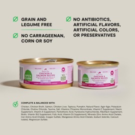 Open Farm Canned Cat Food, Paté for Complete & Balanced Nutrition, Grain-Free and Legume-Free Wet Cat Food, Chicken & Salmon Recipe, 5.3oz Cans (Case of 12)