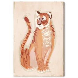 Wynwood Studio Animals Modern Wrapped Canvas Art - Third Eye Tiger, Wall Art for Living Room, Bedroom, and Bathroom, 24 in x 36, Orange and White Home Decor