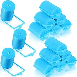 18 Pieces Sponge Hair Rollers Large Soft Foam Hair Styling Curlers 40 mm Large Size Hairdressing Curlers for Women and Kids (Blue,1.4 x 2.6 Inches)