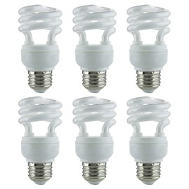 Sunlite 41462-SU Mini Spiral CFL Light Bulb, 9 Watts (40W Equivalent), Medium Base (E26), 500 Lumens, 10,000 Hour Life Span, 4100K Cool White 6 Count