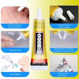 YiJieWZT E-8000 Adhesive Multi-Function Glues,Super Glue Suitable for Phone Screen Repair,Wooden,Jewelery (110ML，1pack)-with 1 Opening Pry Tool spudger,and 2 Rubber Bands