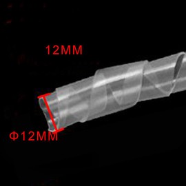 Copapa 12M 39 Ft PE Clear White Polyethylene Spiral Wire Wrap Tube PC Manage Cable 12mm 0.47'' for Computer Cable, Car Cable (Dia 12MM-Length12M, White)