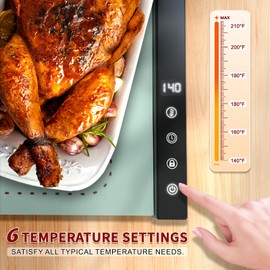 Warming Mat for Food - Full Surface Rapid Heating, Rollable & Portable Food Warmer Mat with 6 Temperature Settings and 1-4 hours adjustable Timer, Silicone Heating Mat for Party Buffet (Grayish green)