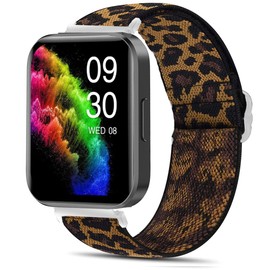 Blueshaweu Compatible for RUIMEN Smart Watches Bands, 22mm Stretch Elastics Nylon Adjustable Replacement Strap Accessories for Men & Women Compatible for RUIMEN D1 / H1 Smart Watches (Leopard)