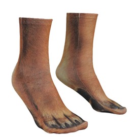 NOVELTY GIANT WWW.NOVELTYGIANT.COM 3D Animal Paw Feet Print Foot Crew Socks Elastic Hosiery (Adult, Dog)