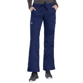Cherokee Women's Size Low Rise Drawstring Cargo Scrub Pant, Navy, Medium Tall
