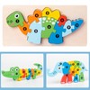 6Pcs Wooden Animal Matching 3D Puzzle Educational Interesting Animal Matching