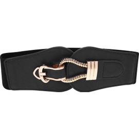 BlackButterfly Women’s Vintage Elasticated Rope Hook Buckle Belt - Black